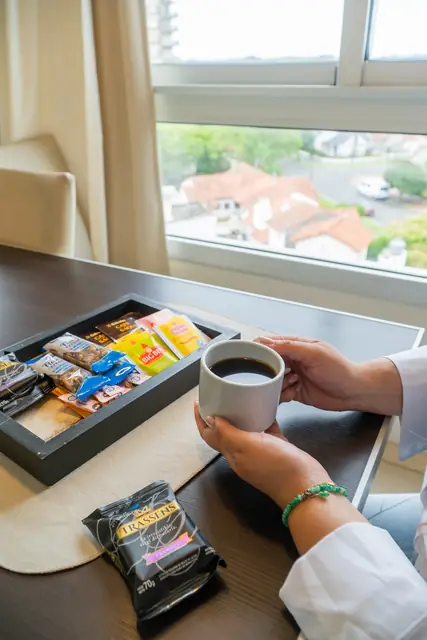 Café con vista en Apart Hotel Sotavento Miramar